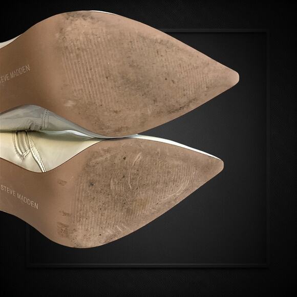 Steve Madden Women’s SZ 7.5M White Patent Stiletto High Heels Side Zip - Picture 13 of 13